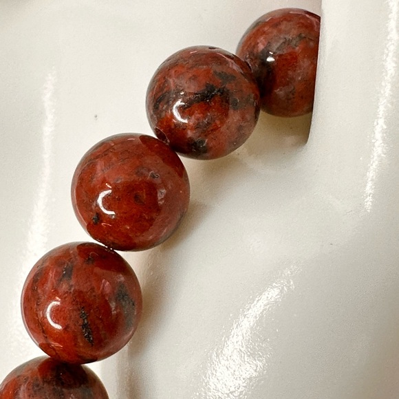 RED JASPER + OCEAN JASPER NATURAL STONES BRACELET size 7” - Picture 8 of 15